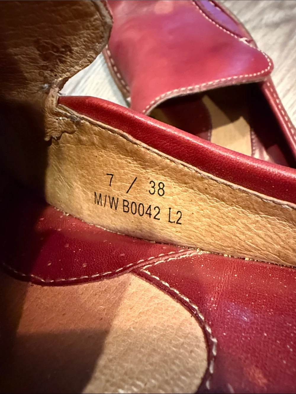 Børn Red Leather Slip On Mules Driving Loafer Women’s Size 7